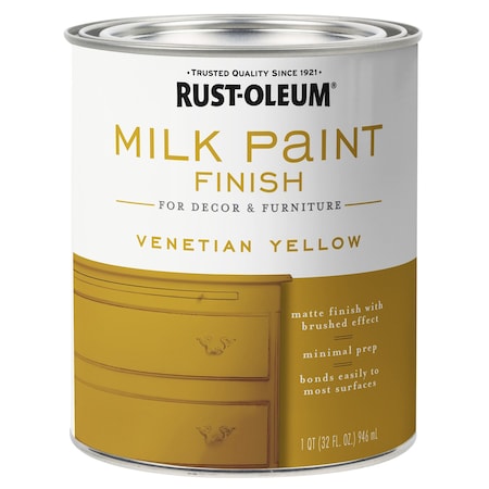 Rust-Oleum Matte Venetian Yellow Water-Based Acrylic Milk Paint 1 qt 334195